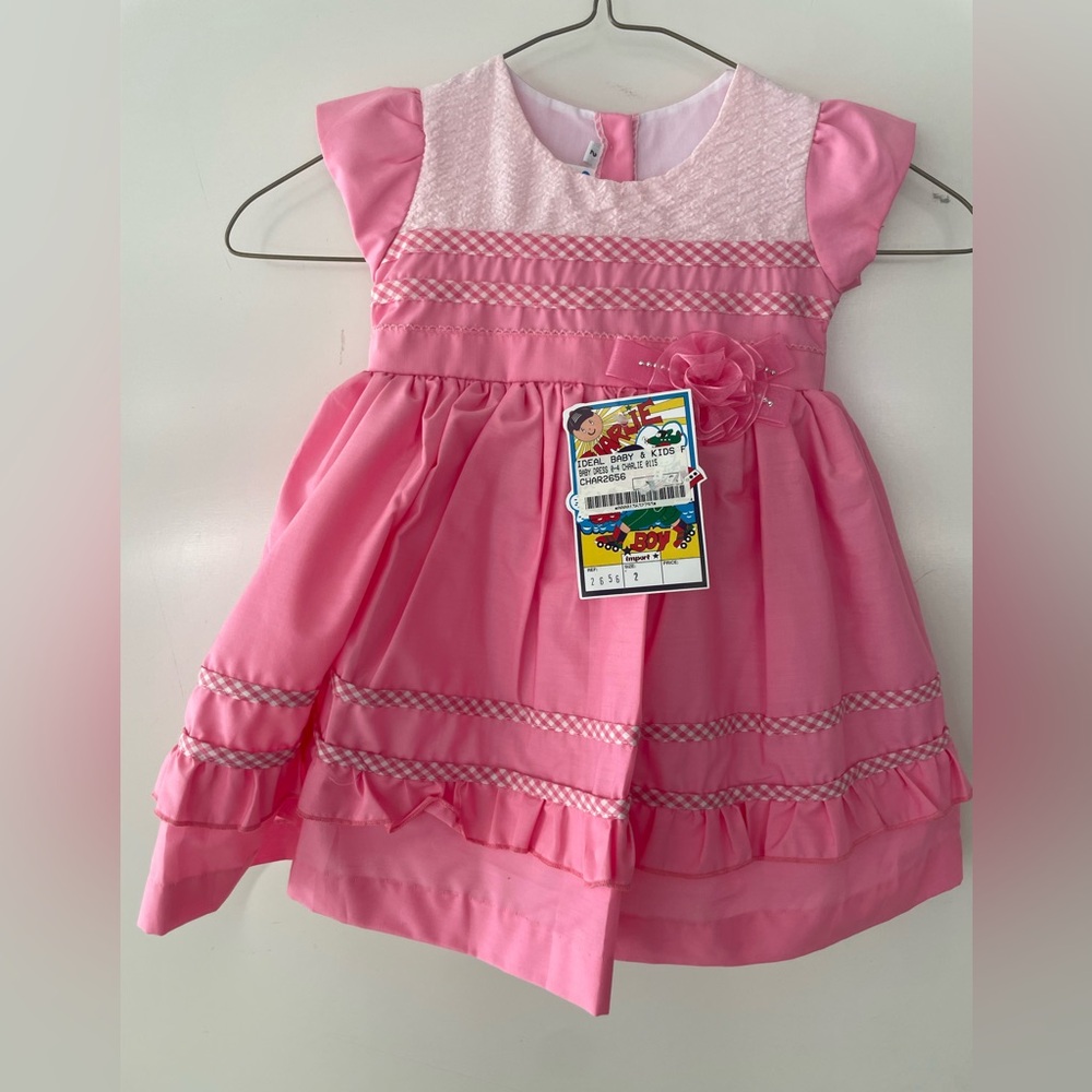 Girls 2T vintage baby dress pink Charlie Boy’s brand NWT retro
